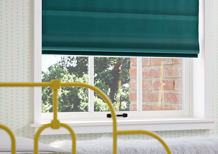 Ultra Luxe Velvet, Deep Teal - Motorised Roman Blind - Image 5